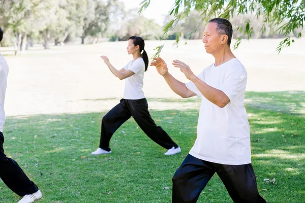 Embereket a park thai chi gyakorló — Stock Fotó