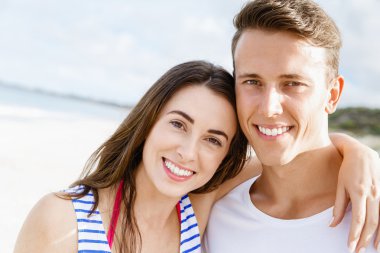 plaj romantik genç Çift