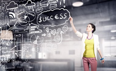 Bazı iş fikirleri çizim. Karışık teknik