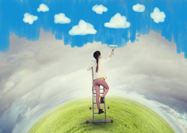 O hayatını renklerde boya. Karışık teknik