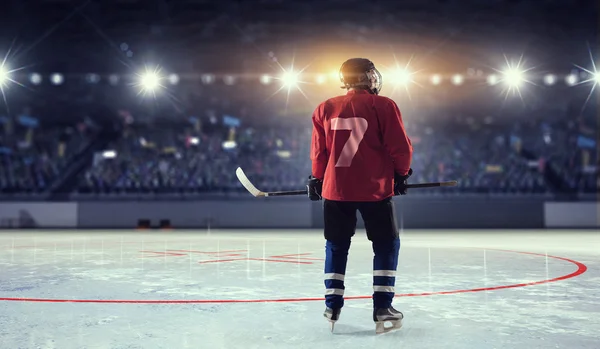 Hockey player on ice  . Mixed media — Stock Photo, Image
