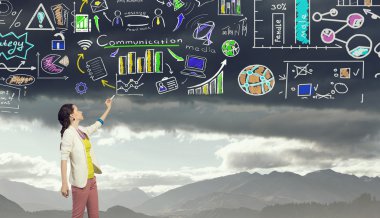 Bazı iş fikirleri çizim. Karışık teknik