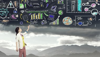 Bazı iş fikirleri çizim. Karışık teknik