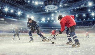 Rink hokeyi maçında. Karışık teknik