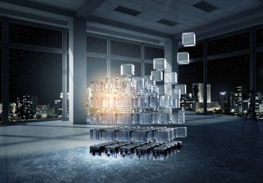 Modern ofiste küp. Karışık teknik