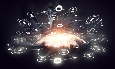 Sosyal ağ şeması. Karışık ortam