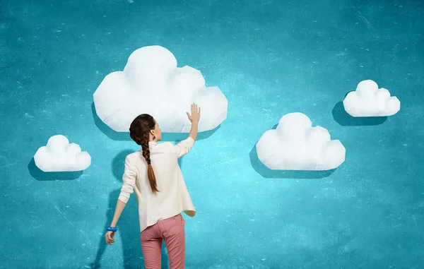 Cloud computing připojení. Kombinovaná technika — Stock fotografie