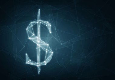 Ağ hatları dolar işareti. Karışık teknik
