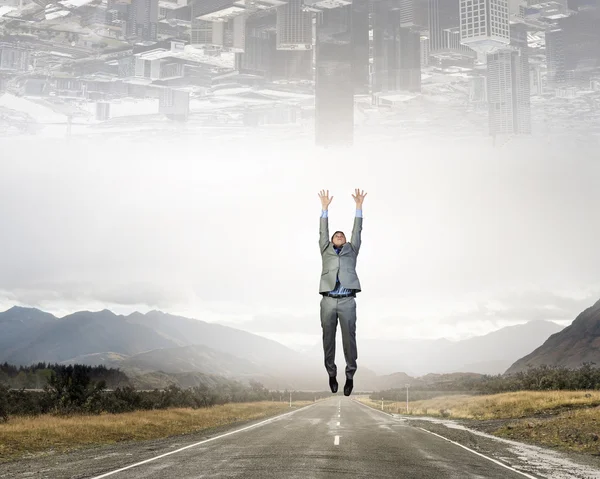 Van één werkelijkheid naar het andere. Mixed media — Stockfoto