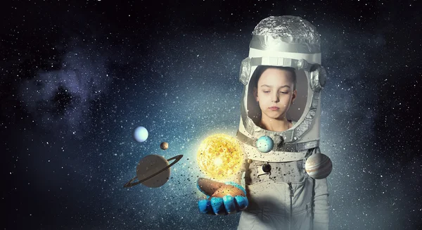 I will explore space . Mixed media — Stock Photo, Image