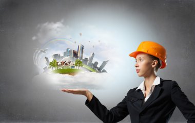 Zarif mühendisi kadın. Karışık teknik