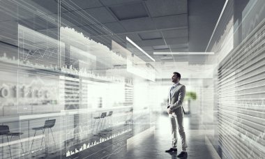 Modern ofis iş adamı. Karışık teknik