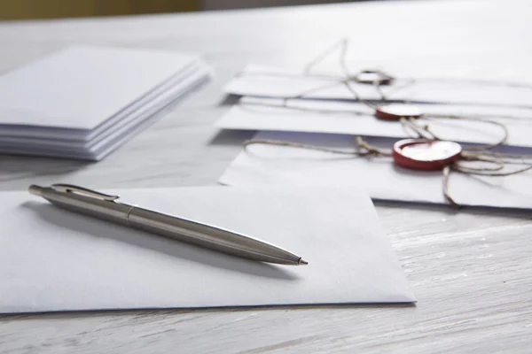 Letters with seal on table — Stock Photo, Image