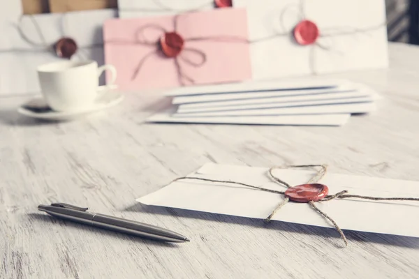 Letters with seal on table — Stock Photo, Image