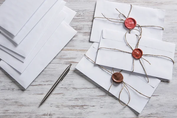 Letters with seal on table — Stock Photo, Image