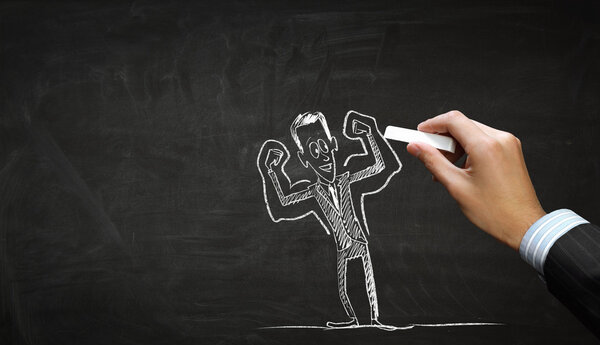 Смешной рисунок мел бизнесмена
