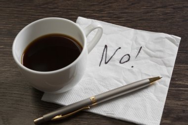 Peçete üzerinde kelime Hayır