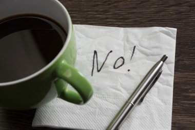 Peçete üzerinde kelime Hayır