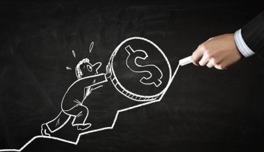 İş kavramı tebeşir çizim. Karışık teknik