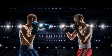 Two professional boxers fighting  clipart