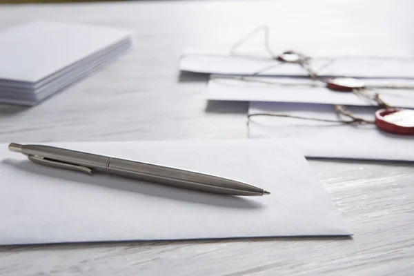 Letters with seal on table — Stock Photo, Image