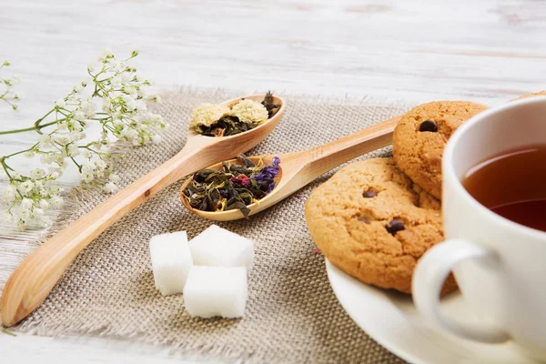 Трав'яний чай і печиво — стокове фото