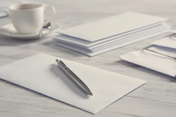 Letters with seal on table — Stock Photo, Image