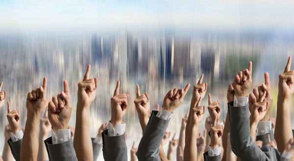 Hand gestures in arow . Mixed media