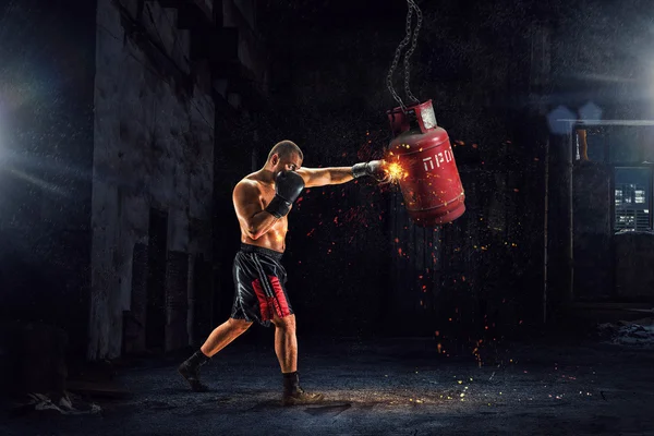 Box fighter utbildning. Mixed media — Stockfoto