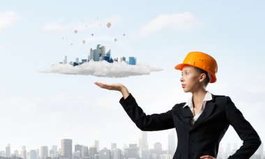 Zarif mühendisi kadın. Karışık teknik