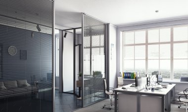 Zarif ofis iç. Karışık teknik