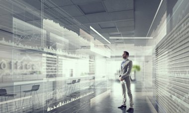 Modern ofis iş adamı. Karışık teknik