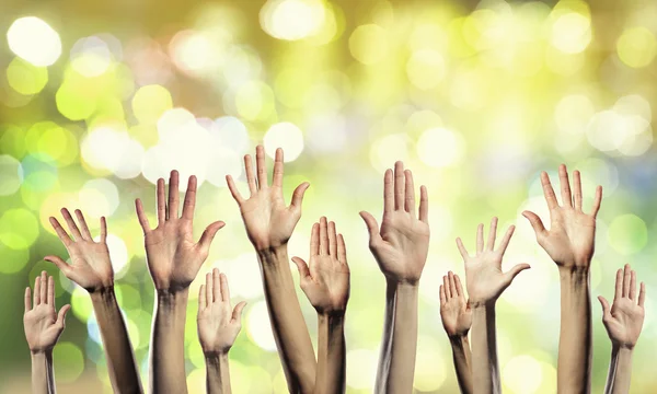 Hands showing gestures . Mixed media — Stock Photo, Image