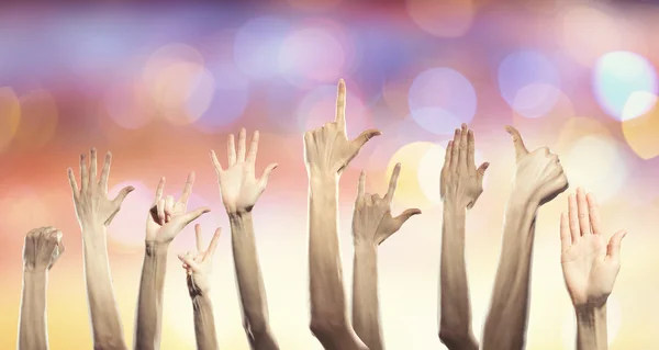 Handen tonen gebaren. Mixed media — Stockfoto