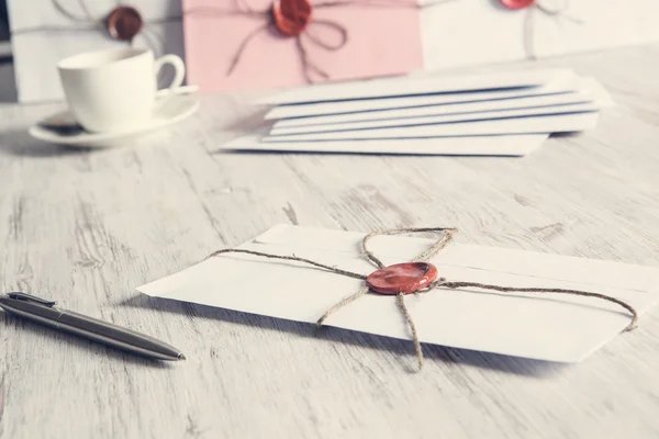 Letters with seal on table — Stock Photo, Image