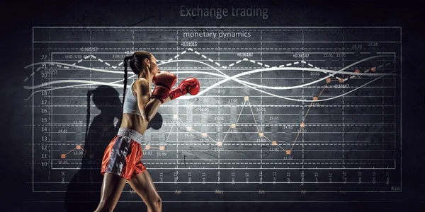 Fighting for sales dynamics . Mixed media — Stock Photo, Image