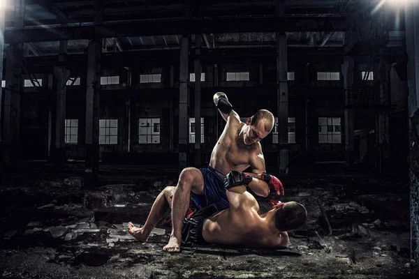 Slag bij twee boksers. Mixed media — Stockfoto