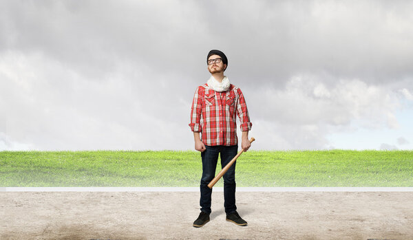 Хипстер с битой. Смешанные медиа
