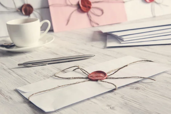 Letters with seal on table — Stock Photo, Image