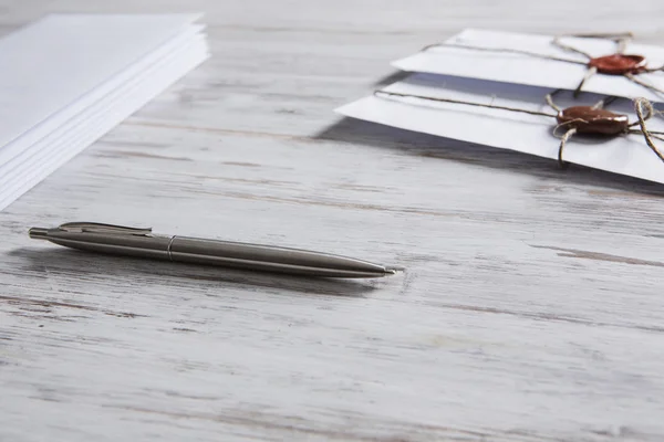 Letters with seal on table — Stock Photo, Image