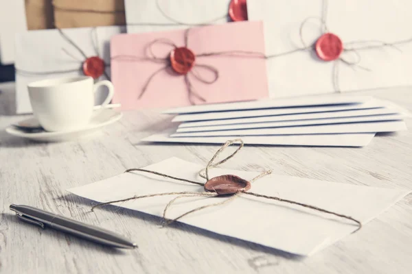 Letters with seal on table — Stock Photo, Image