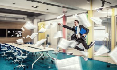 İşadamı Office atlama. Karışık teknik