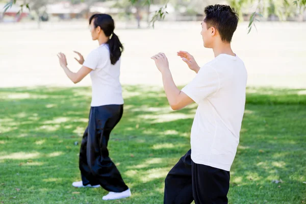 公園でタイの chi を練習する人々 — ストック写真