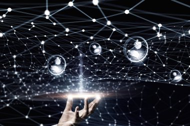 Teknolojileri insanlar bağlantı için. Karışık teknik