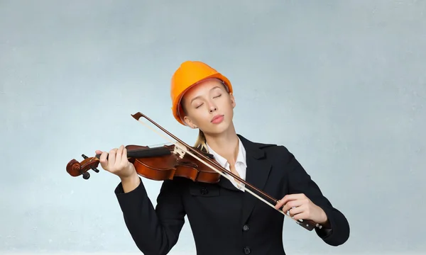 Elegant engineer woman . Mixed media — Stock Photo, Image