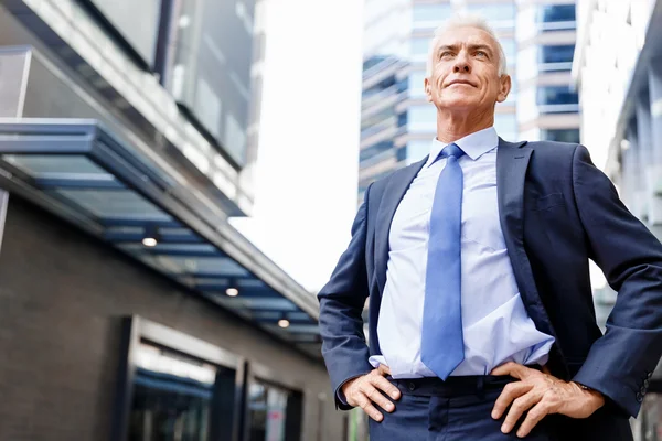 Portret van een zelfverzekerde zakenman buiten — Stockfoto