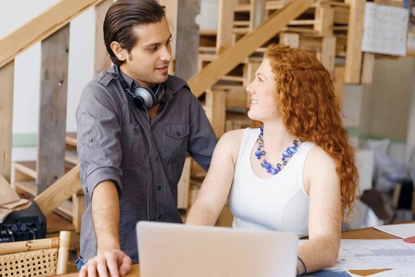 Two young designers in office — Stock Photo, Image