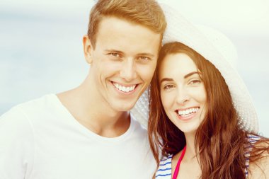 plaj romantik genç Çift