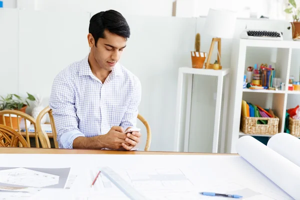 Young man architect in office — Stock Photo, Image