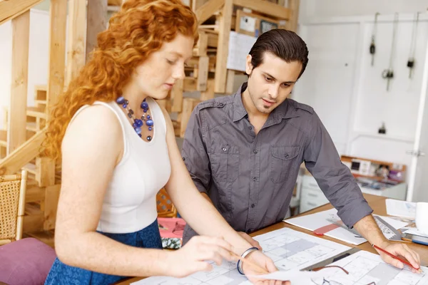 Two young architects in office — Stock Photo, Image